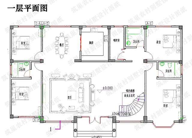 二層帶花房鍋爐房自建別墅設(shè)計(jì)圖，附帶建成后的圖片