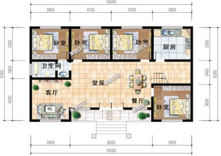 小進深自建房戶型圖，一層、二層、三層都有