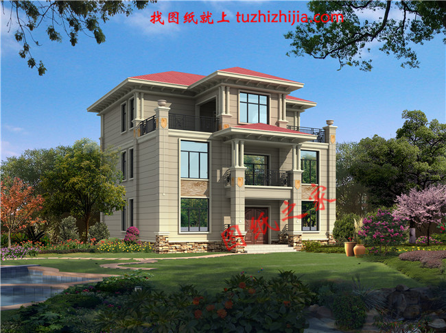 新農(nóng)村復(fù)試兩層半樓房設(shè)計(jì)圖，帶大露臺(tái)，簡單經(jīng)濟(jì)實(shí)用大氣