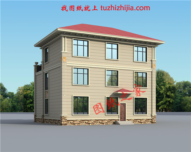 新農(nóng)村復(fù)試兩層半樓房設(shè)計(jì)圖，帶大露臺(tái)，簡單經(jīng)濟(jì)實(shí)用大氣