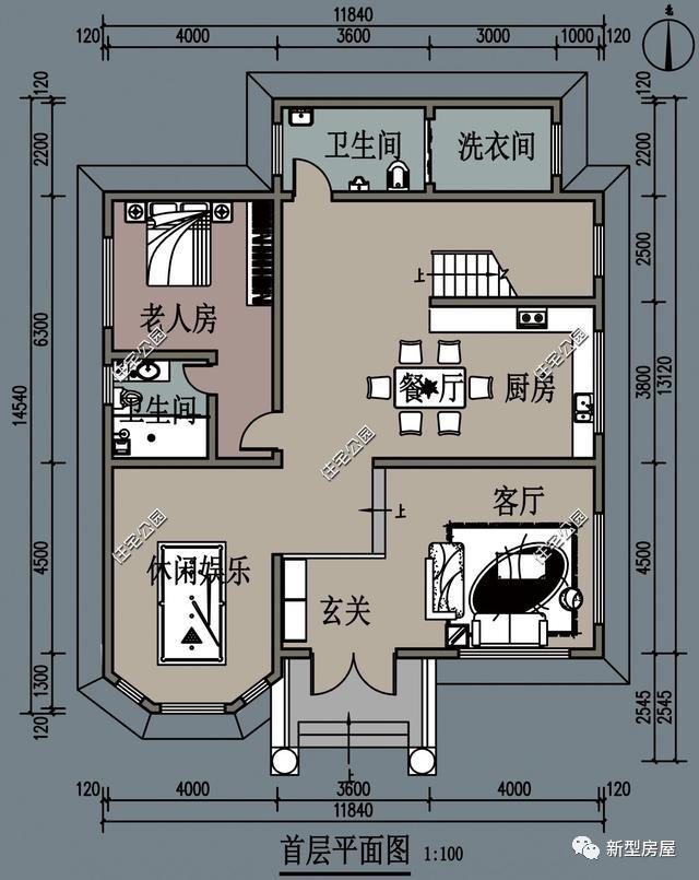 多臥室農(nóng)村別墅設(shè)計(jì)圖紙，適合人多的家庭