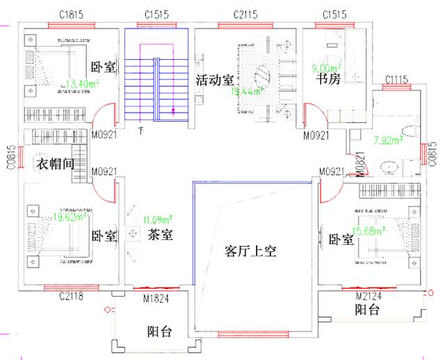 16×12米5室2廳帶神位茶室二層復(fù)式自建房設(shè)計(jì)方案圖