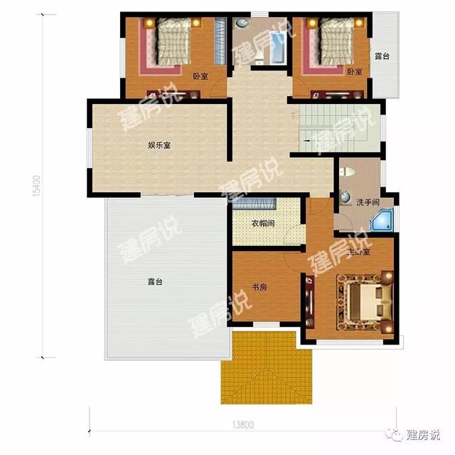 帶茶室娛樂室等三層鄉(xiāng)村別墅，落地窗氣派十足