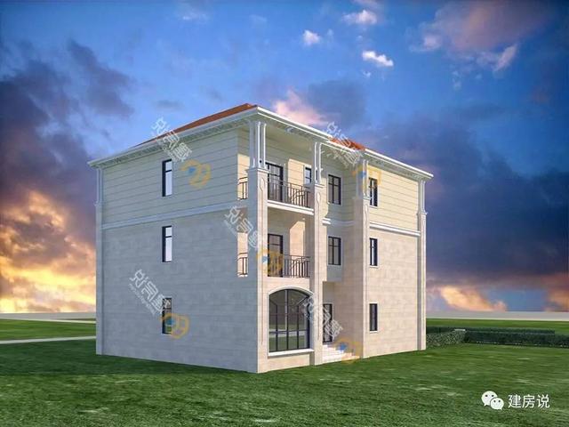 帶茶室娛樂室等三層鄉(xiāng)村別墅，落地窗氣派十足