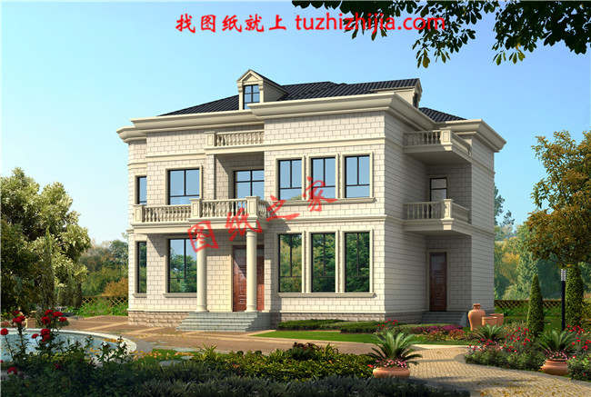 農(nóng)村二層住宅樓圖紙及效果圖，帶地下室，戶型好