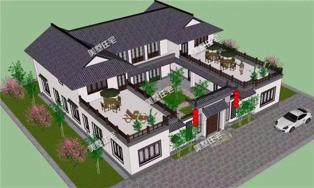 看完這套新中式三合院別墅方案，其他歐式、美式都靠邊站