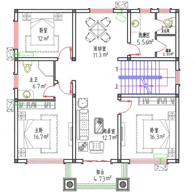 11×10造價(jià)25萬(wàn)帶神位平頂三層自建房設(shè)計(jì)圖