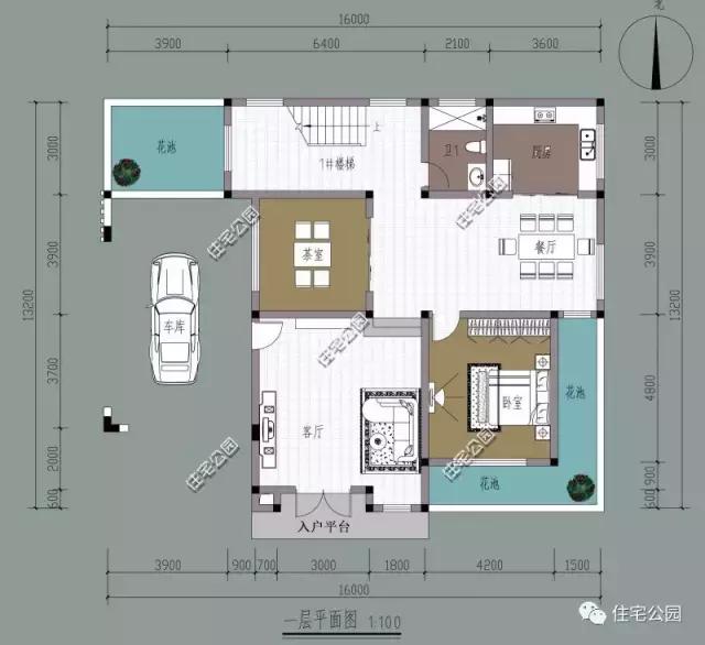 16X12米農(nóng)村別墅，造型簡(jiǎn)潔，室內(nèi)劃分清晰，私密獨(dú)立！