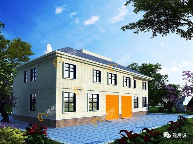 二層車庫農(nóng)村雙拼別墅，造型很漂亮但造價(jià)卻不高