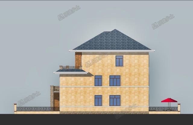17x15米三層簡歐雙拼別墅，前后院布置滿足室外活動(dòng)需求