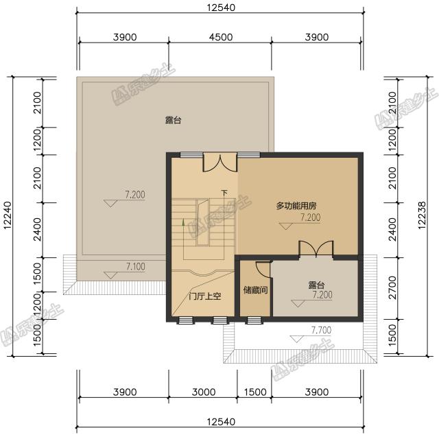 13x12米三層中式自建房設計，通高門廳氣派十足
