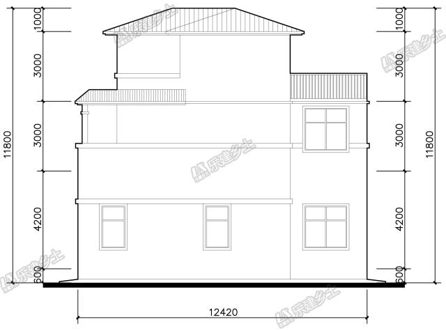 13x12米三層中式自建房設計，通高門廳氣派十足