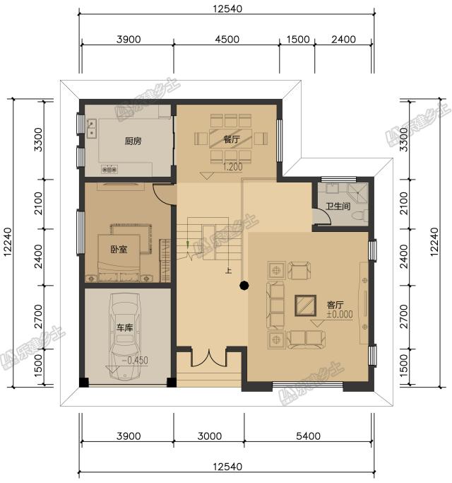 13x12米三層中式自建房設計，通高門廳氣派十足