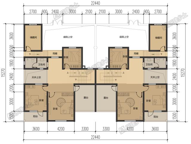 二層帶閣樓雙拼民居，來看看后院的禽舍怎么布置的吧！