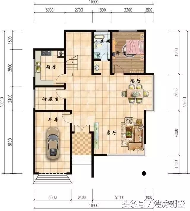 11.6×13.9米二層農(nóng)村別墅，毛坯造價僅22萬帶車庫