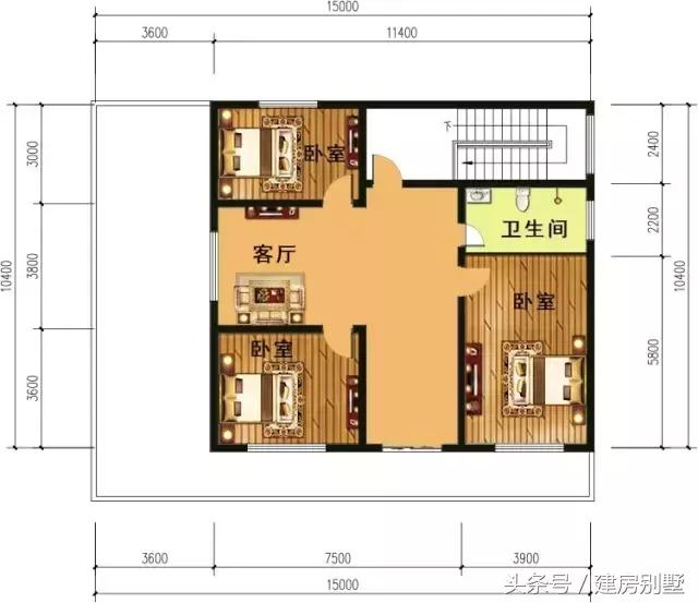 15×10.4二層農(nóng)村別墅，這個(gè)布局我給99分，還有一分……