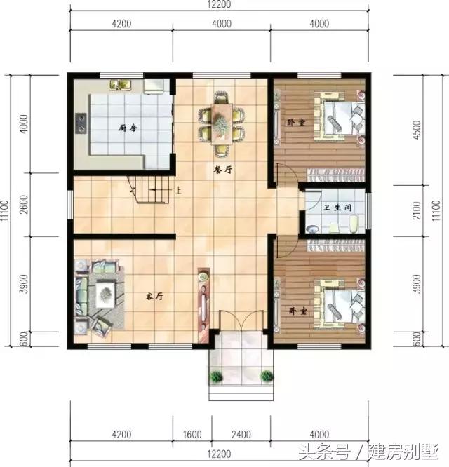 12.2×11.1米二層農(nóng)村別墅，最受70后喜愛的別墅戶型