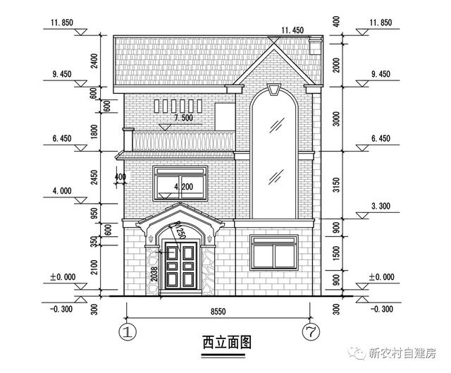 9x12米鄉(xiāng)村三層別墅設(shè)計，單家獨院含平面圖和立面圖