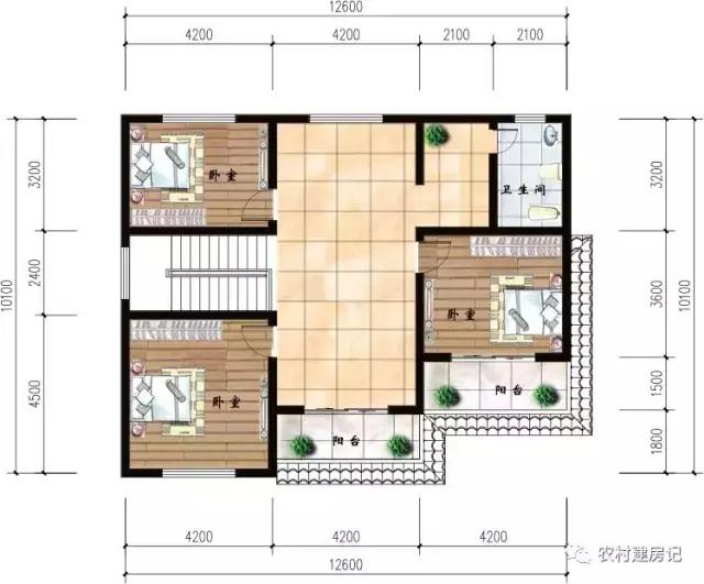 12.6×10.1米三間二層農(nóng)村別墅，占地110平22萬(wàn)搞定