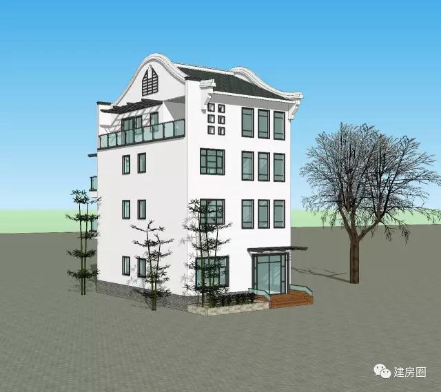 福建老板只花28萬建4層現(xiàn)代徽派別墅！漂亮花園+大露臺