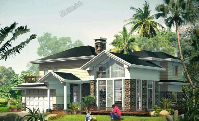 二層簡約別墅，設(shè)計過渡平臺及內(nèi)庭院，讓居住更愜意