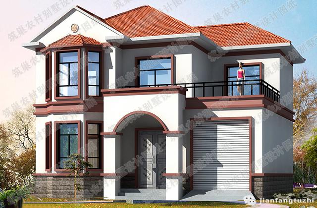 12.3米*9.4米小戶型帶堂屋二層別墅施工圖，外觀精美