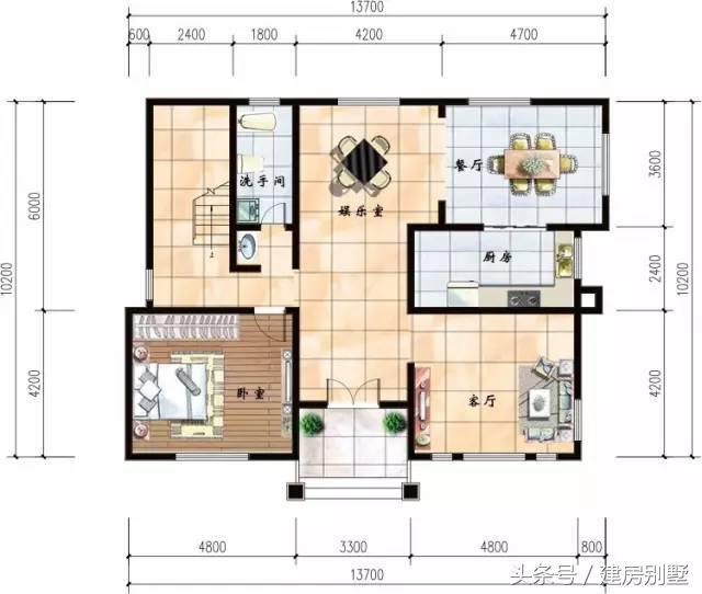 13.7×10.2米二層農(nóng)村別墅，閨房連著書屋，錦繡添香