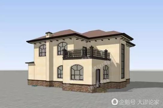 帶開放式車庫(kù)的二層農(nóng)村別墅，真石漆外墻被點(diǎn)贊