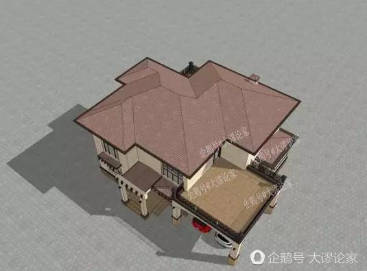 帶開放式車庫(kù)的二層農(nóng)村別墅，真石漆外墻被點(diǎn)贊