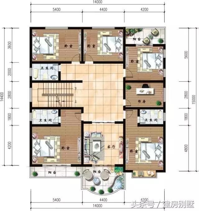 14×15.6米二層半農村別墅，7個臥室?guī)чw樓，還有客人最喜歡的棋牌室