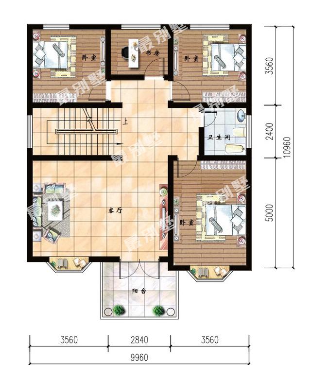 9.96x10.96米三層農(nóng)村別墅，小戶型也能火遍十里八鄉(xiāng)