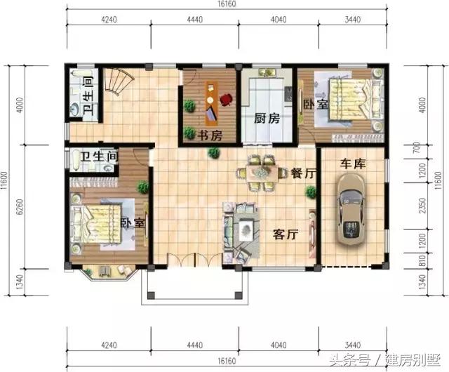 16.1×11.6米二層農(nóng)村別墅，看到這套圖紙奶奶都說(shuō)房子真美