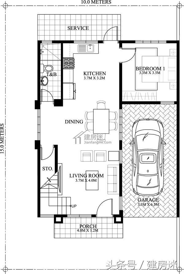 8.5米X10米兩面采光小戶型經(jīng)濟(jì)別墅兩層房屋設(shè)計圖