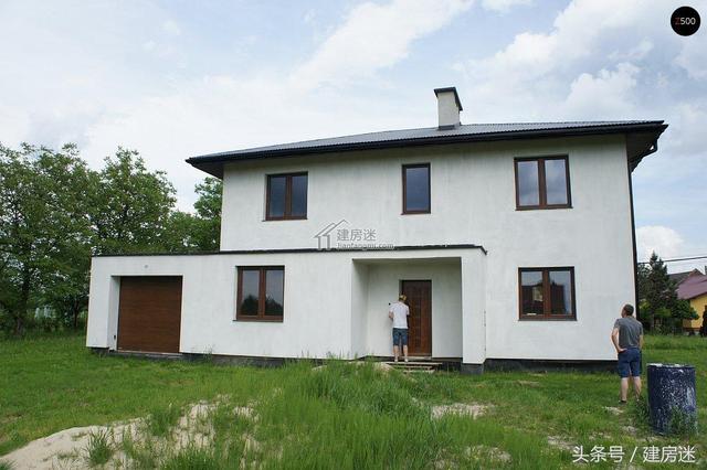 簡歐風格15米X10米兩層帶車庫磚混農(nóng)村二層房屋設計圖帶建成的圖片