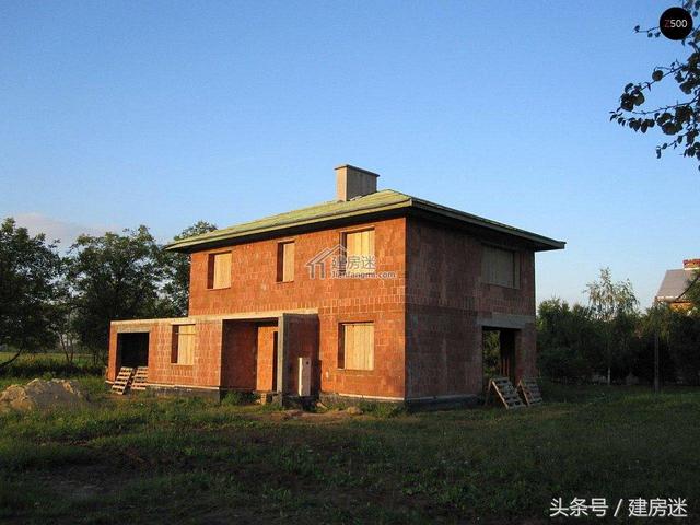 簡歐風格15米X10米兩層帶車庫磚混農(nóng)村二層房屋設計圖帶建成的圖片