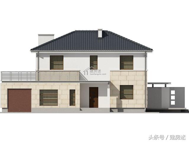 簡歐風格15米X10米兩層帶車庫磚混農(nóng)村二層房屋設計圖帶建成的圖片