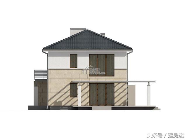 簡歐風格15米X10米兩層帶車庫磚混農(nóng)村二層房屋設計圖帶建成的圖片