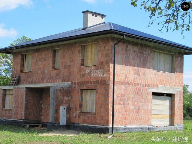 簡歐風格15米X10米兩層帶車庫磚混農(nóng)村二層房屋設計圖帶建成的圖片