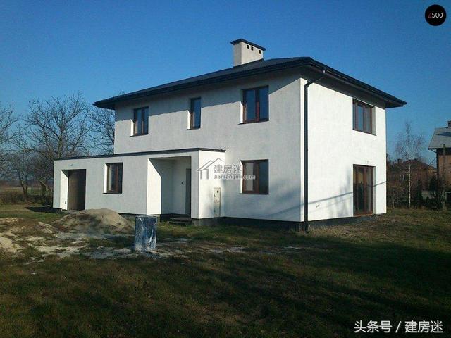 簡歐風格15米X10米兩層帶車庫磚混農(nóng)村二層房屋設計圖帶建成的圖片