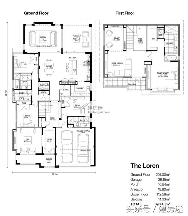 二層房屋設(shè)計(jì)圖13米X23米澳洲簡約風(fēng)格輕鋼結(jié)構(gòu)別墅
