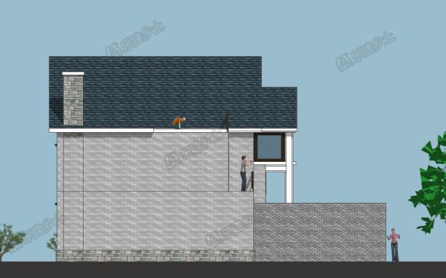 美式鄉(xiāng)村二層樓房設(shè)計圖，設(shè)計感強，夾層做閣樓，增加室內(nèi)空間