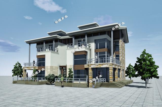 簡約風(fēng)格雙拼別墅設(shè)計參考圖