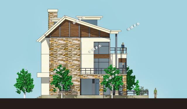 簡約風(fēng)格雙拼別墅設(shè)計參考圖