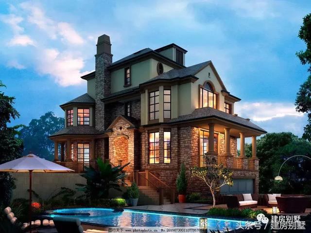 10棟比較純正的歐美風格別墅外觀效果圖片，好看