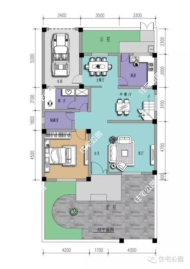 農(nóng)村中式二層小別墅戶(hù)型，你會(huì)把車(chē)庫(kù)這么放嗎？