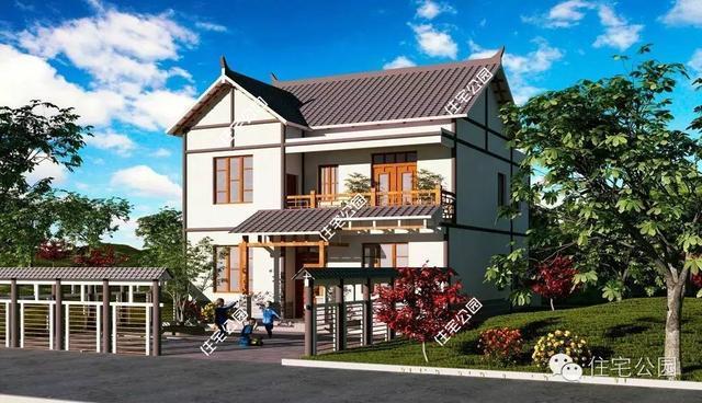 農(nóng)村中式二層小別墅戶(hù)型，你會(huì)把車(chē)庫(kù)這么放嗎？