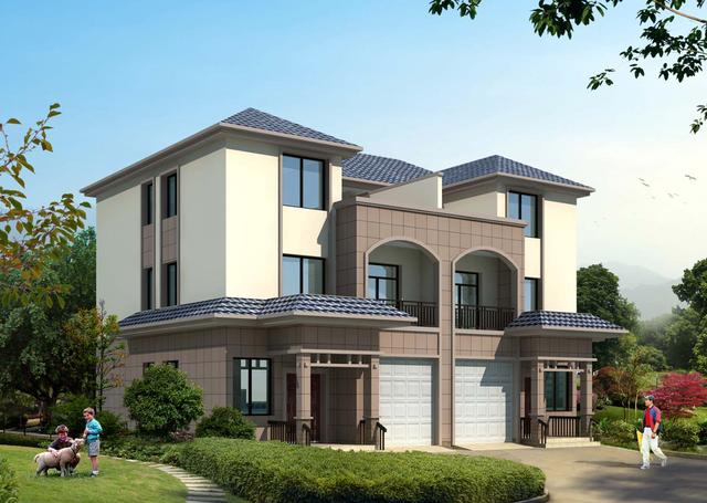 農(nóng)村兄弟別墅，車庫露臺樓梯為啥都在中間，含平面圖！