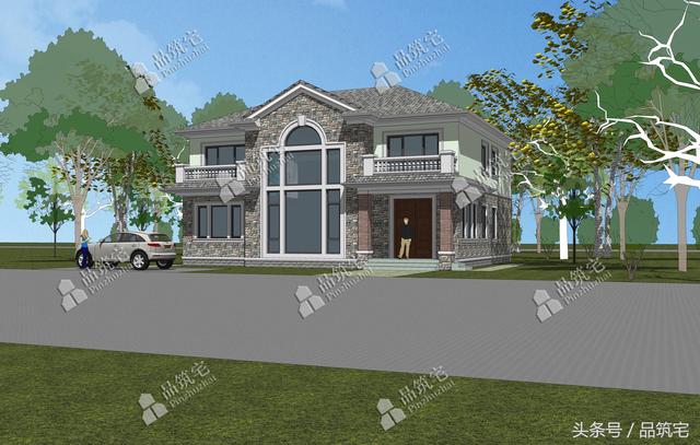 13×14米二層農村別墅，帶土灶房，客廳大落地窗！