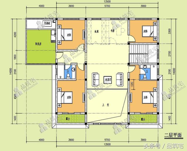 13×14米二層農村別墅，帶土灶房，客廳大落地窗！