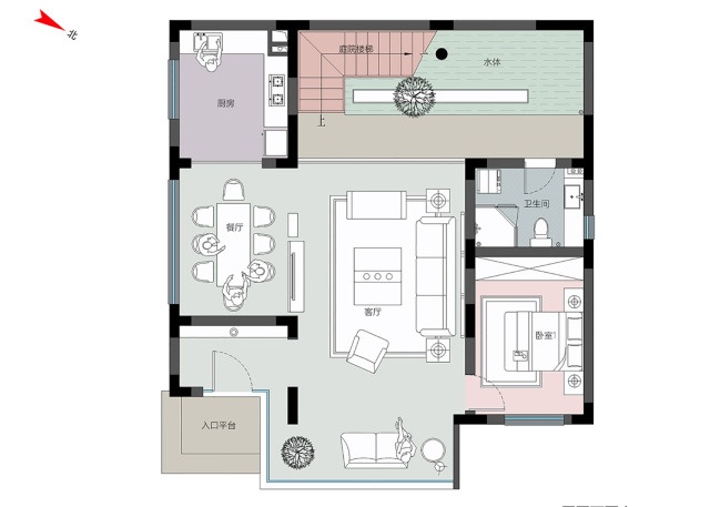 農(nóng)村現(xiàn)代別墅，屋頂帶蓄水池，簡約時尚，